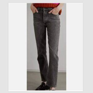 Goldsign High Rise Button Fly Jeans Size 26 Charcoal Straight Leg Anthropologie